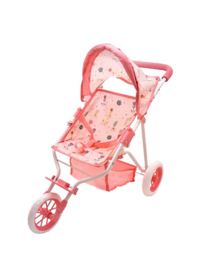 Dolls World Dlx 3 Wheel Folding Stroller With Canopy & Basket For Dolls 22inch 78708 - Colorland Toys
