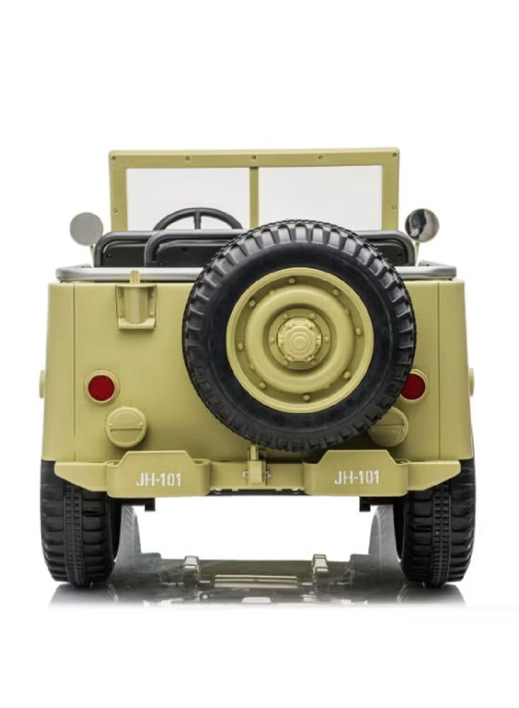 Kids Military Willy Jeep Ride-On 3-Seater Light Green12V 4M DM101 - Colorland Toys