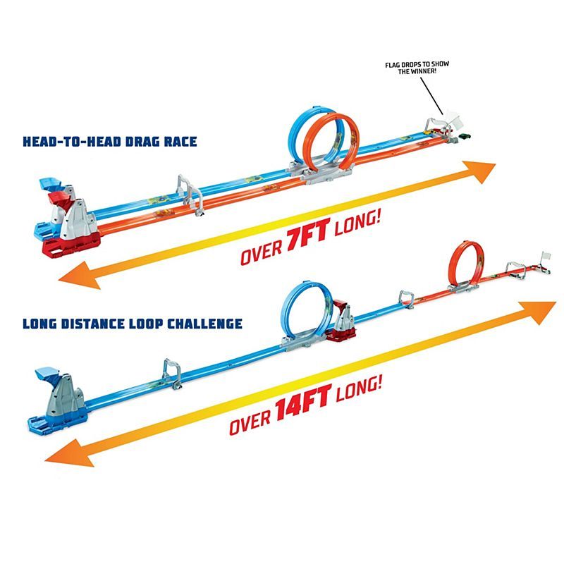 Hot Wheels Double Loop Dash Drag Racing Playset GFH85 - Colorland Toys