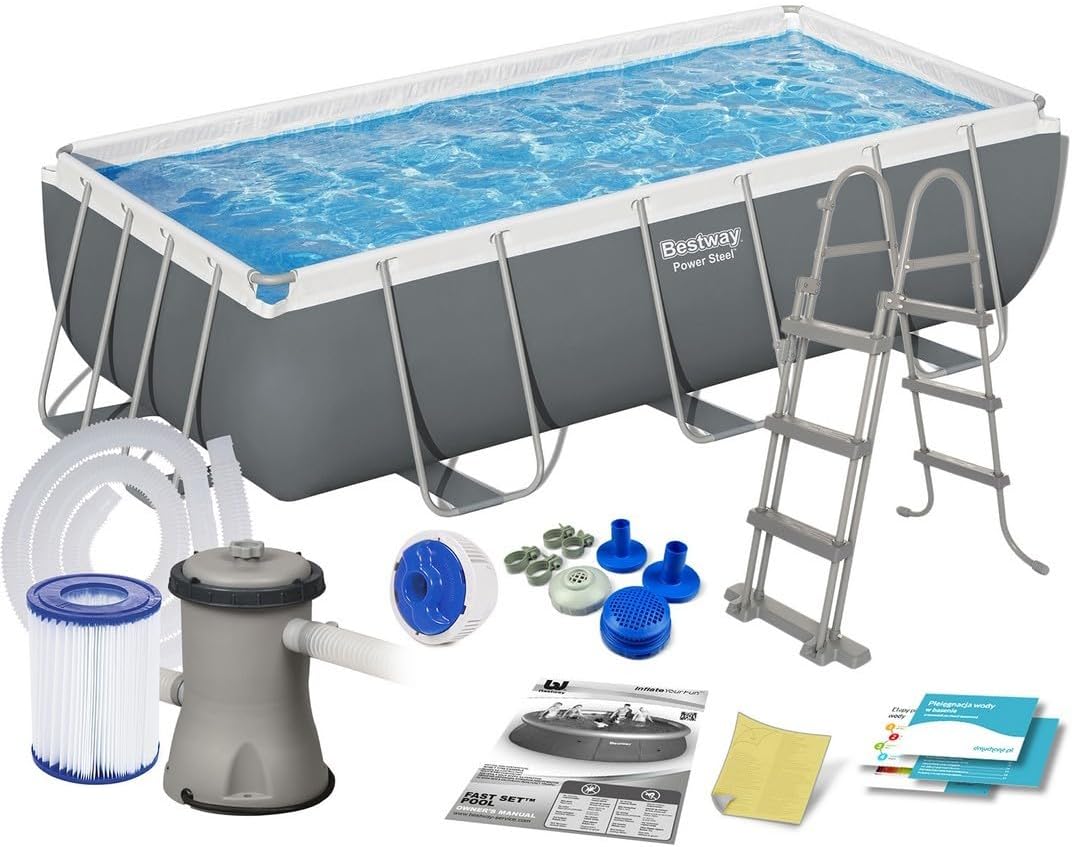 Bestway Power Steel Above Ground Rectangular Pool 4.04mx2.1mx1m 56441 - Colorland Toys