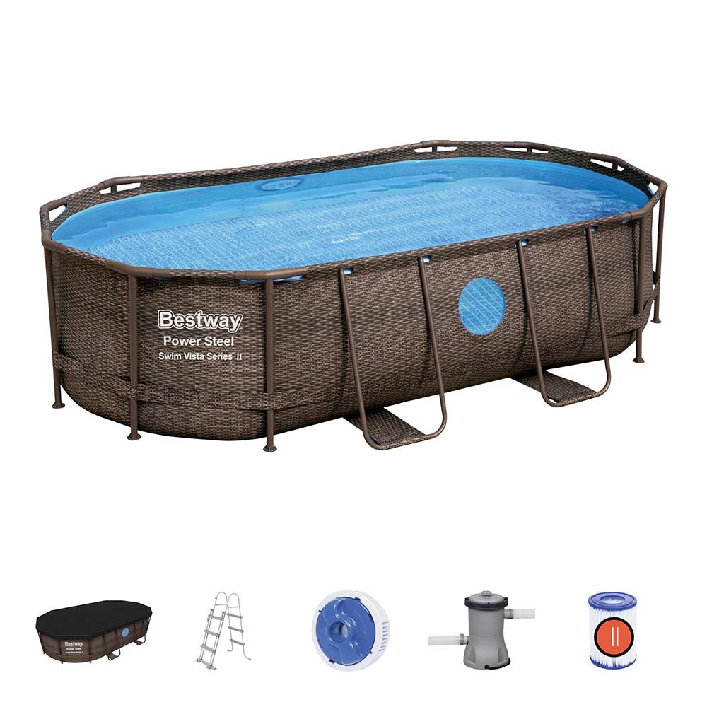 Bestway Power Steel Swim Vista Series II Frame Pool Oval 4.27mx2.50mx1m 56714 - Colorland Toys
