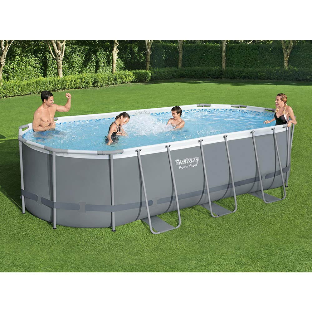 Bestway Power Steel Oval Above Ground Pool 5.49mx2.74mx1.22m 56710 - Colorland Toys