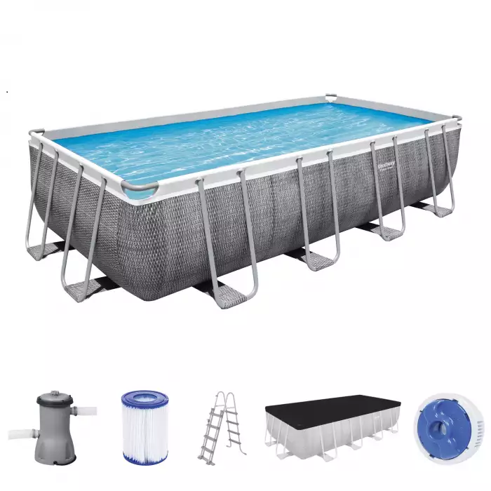 Bestway Power Steel Rectangular Frame Pool 4.88mx2.44mx1.22m 56996 - Colorland Toys