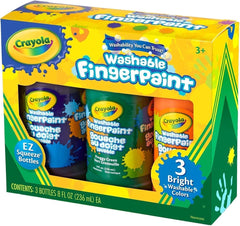Crayola Washable Fingerpaint Bright Colors 8oz 3ct 55-1311 - Colorland Toys