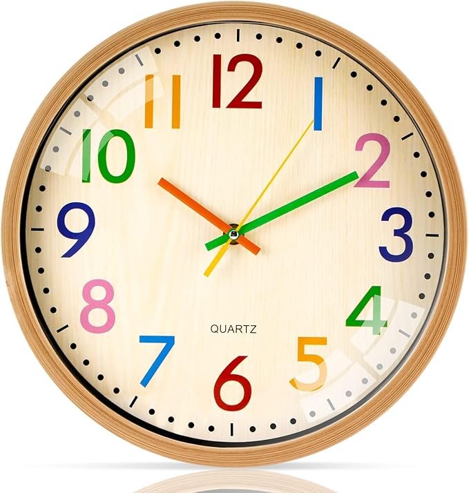 Azonee Kids Silent Wall Clock with Colorful Numbers - Colorland Toys