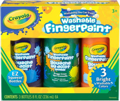 Crayola Washable Fingerpaint Bright Colors 8oz 3ct 55-1311 - Colorland Toys