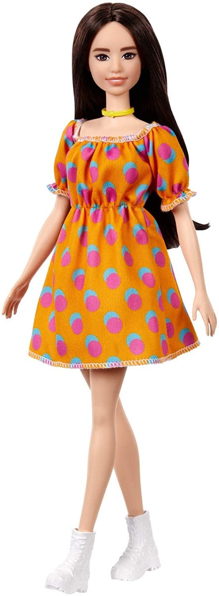 Barbie Fashionista Doll Brunette with Orange Polka Dot Dress GRB52 - Colorland Toys