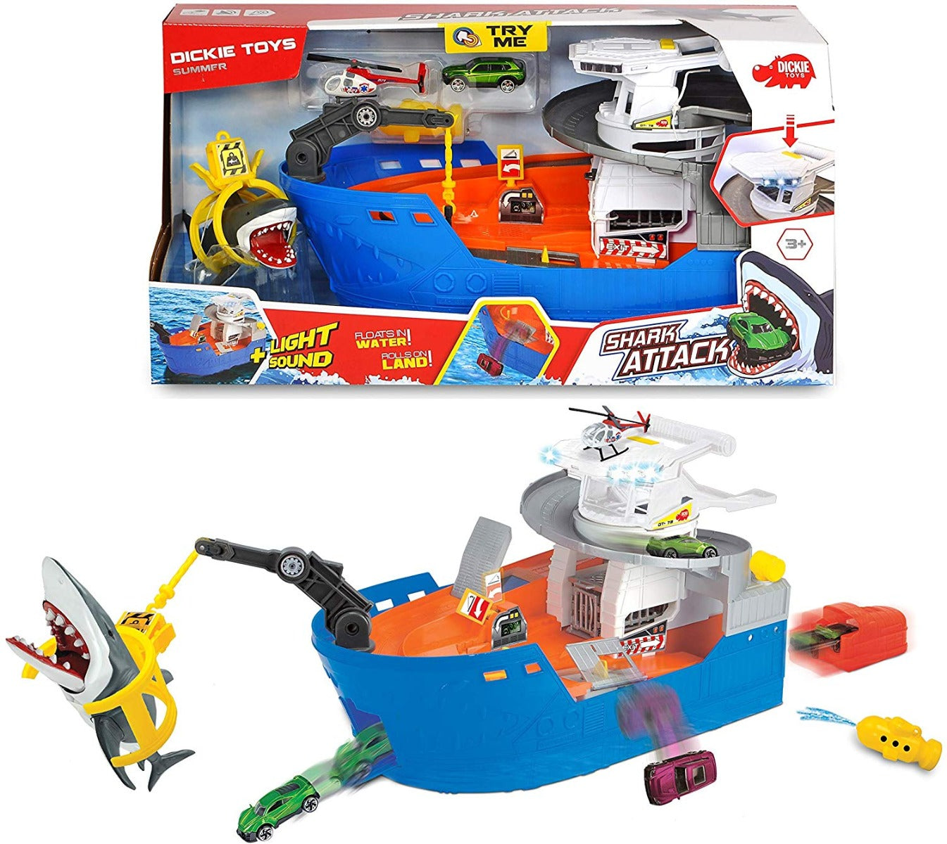 Dickie Light and Sound Summer Shark Attack Boat Playset 203779001 - Colorland Toys