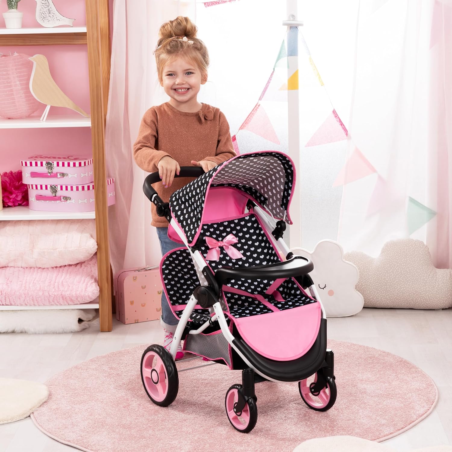 New Twin Pram With Bag 39460AA - Colorland Toys
