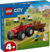 LEGO City Red Farm Tractor with Trailer & Sheep – 116-Piece Animal Playset for Kids 4+ (Model 60461) - Colorland Toys