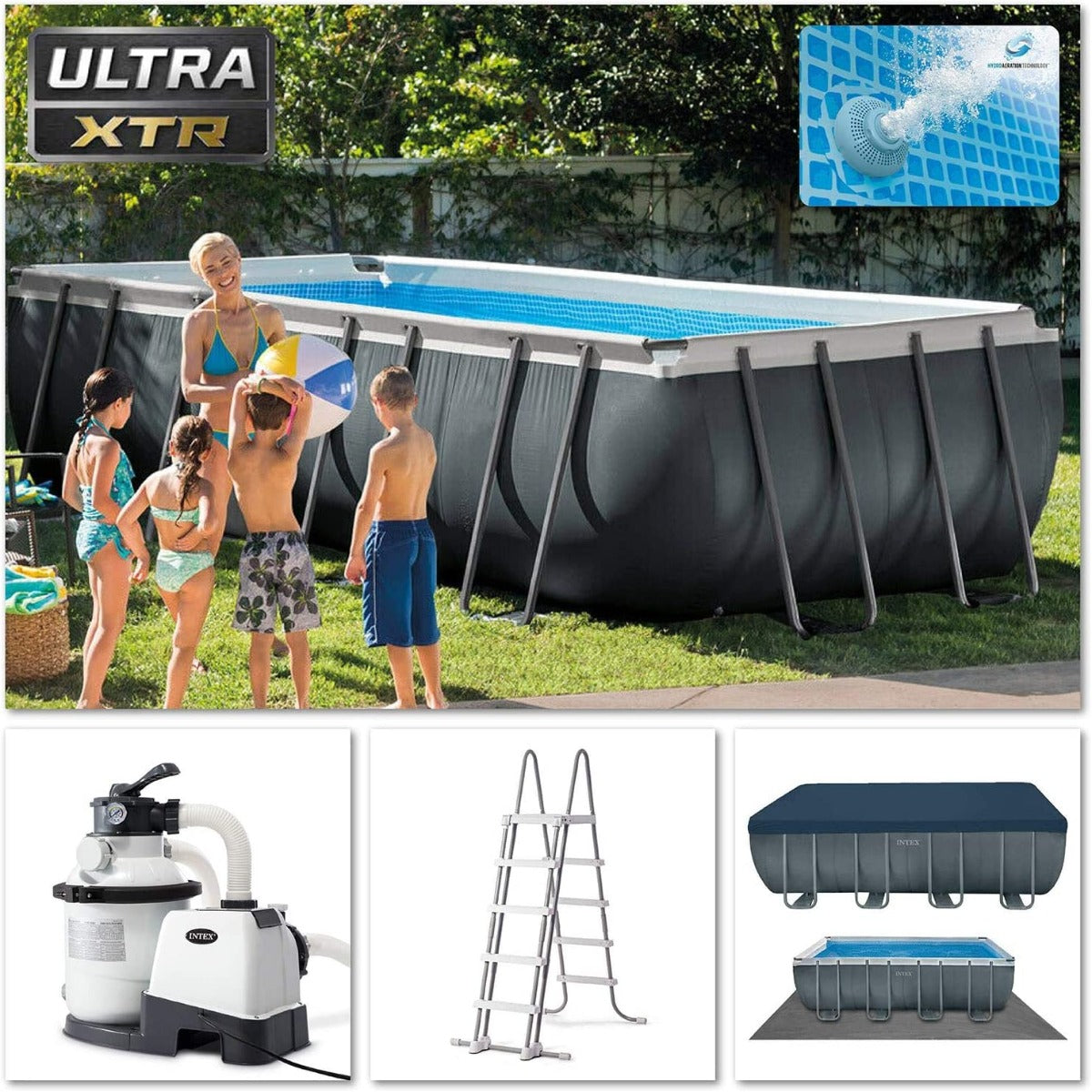 Intex Ultra XTR Frame Pool 5.4 X 2.74 X 1.32 m (with Filter, Pump, Cover, Ladder) - 26356 - Colorland Toys