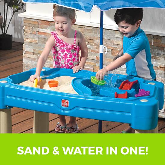 Step2 Cascading Cove Sand & Water Table with Umbrella 850900 - Colorland Toys