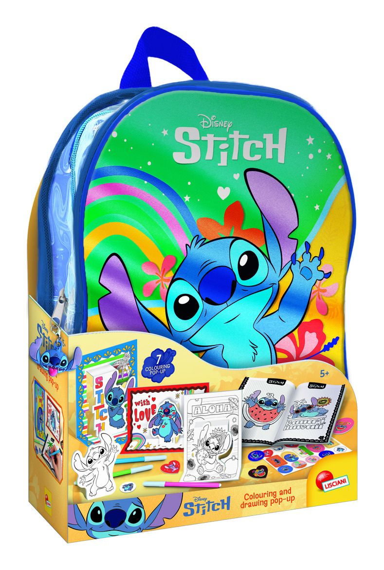 Stitch Colouring And Drawing Pop Up In A Backpack 110674 - Colorland Toys