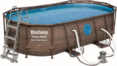 Bestway Oval Above Ground Pool With Swim Vista Porthole 5.49mx2.74mx1.22m 56716 - Colorland Toys