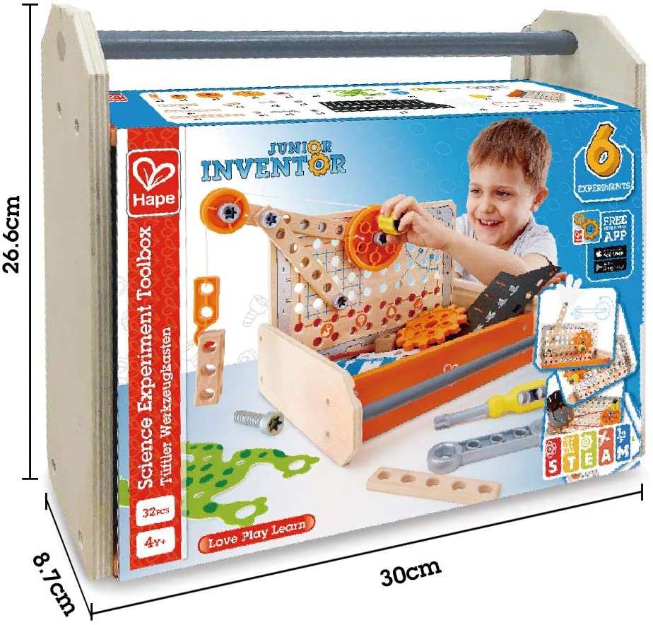 Hape Junior Inventor Science Experiment Toolbox Kit 32pcs - Colorland Toys