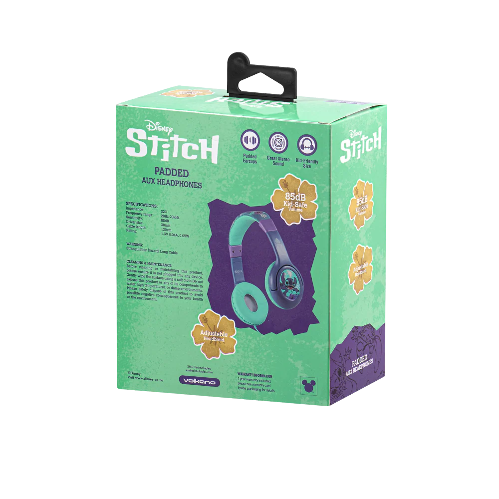 Disney Stitch Padded Aux Headphones DY-10901-ST - Colorland Toys