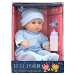 Dolls World Ltl Treasure 15inch Baby Doll With Sleeping Eyes Bottle & Dummy 78336 - Colorland Toys