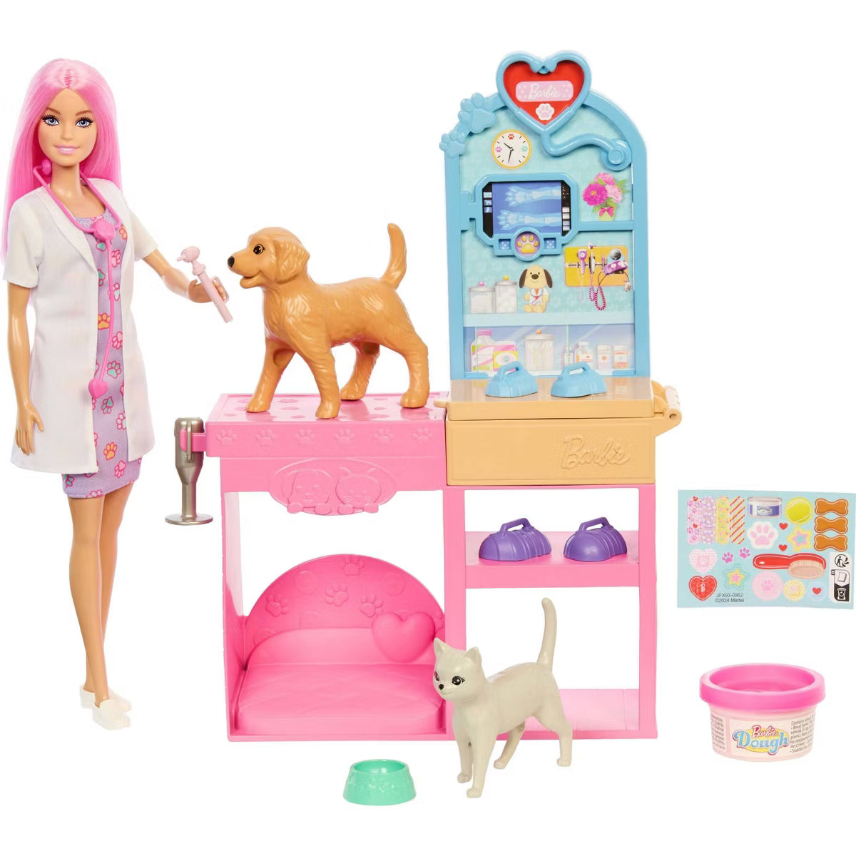Barbie Fast Cast Veterinarian Clinic Playset With Pink Colored Hair Fashion Doll JFX93 - Colorland Toys