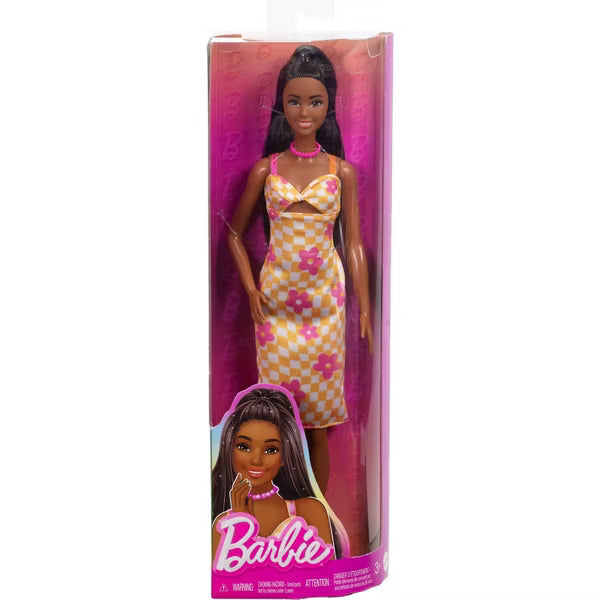 Barbie Fashionistas Doll - Pink & Orange Check Dress HYT91 - Colorland Toys