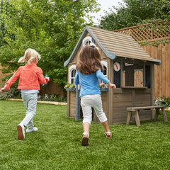 KidKraft Forestview II Wooden Outdoor Playhouse with Doorbell, Kitchen & Bench - Colorland Toys