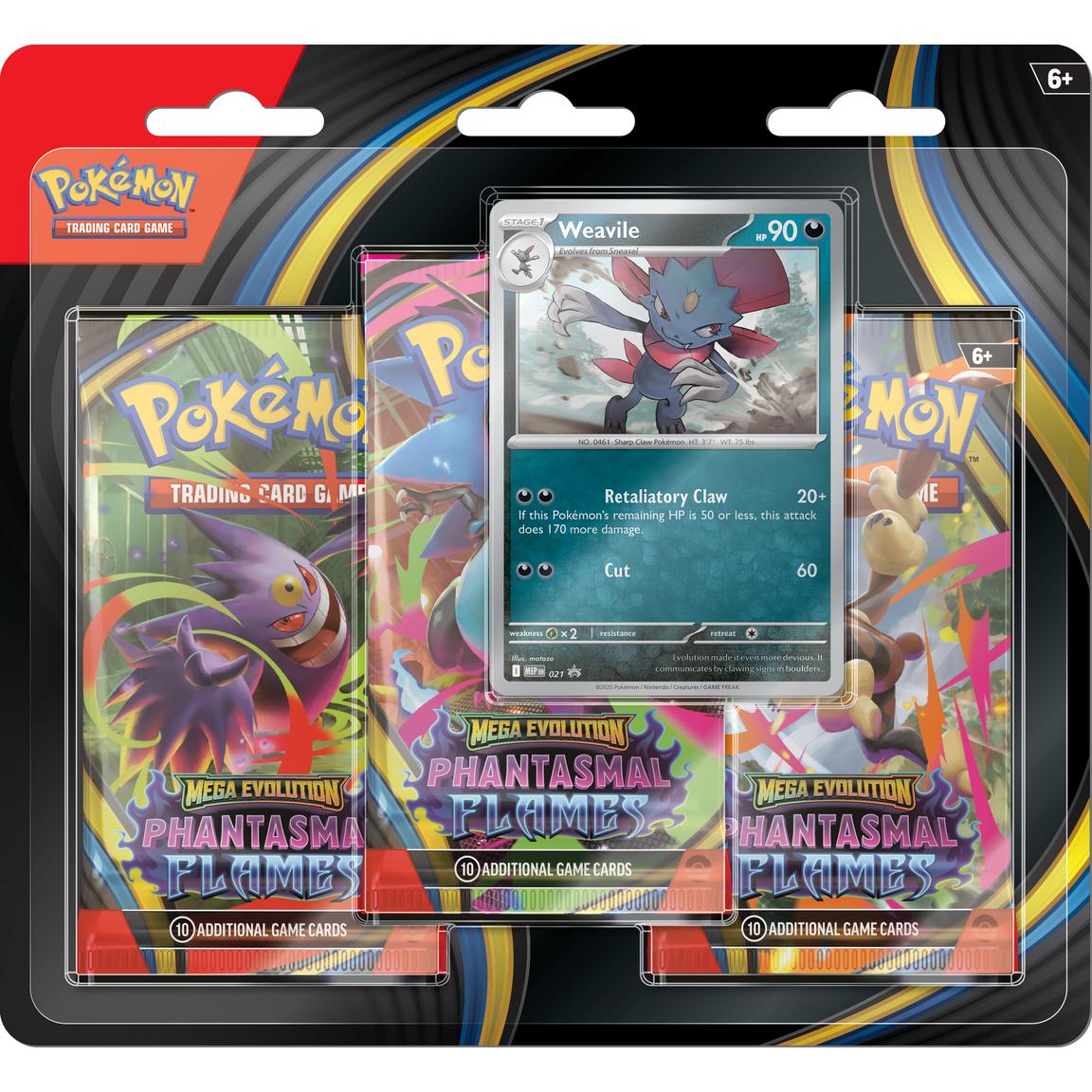 Pokémon TCG: Mega Evolution Phantasmal Flames Three-Booster Blister Pack - Colorland Toys