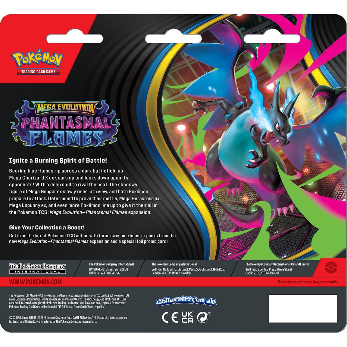 Pokémon TCG: Mega Evolution Phantasmal Flames Three-Booster Blister Pack - Colorland Toys