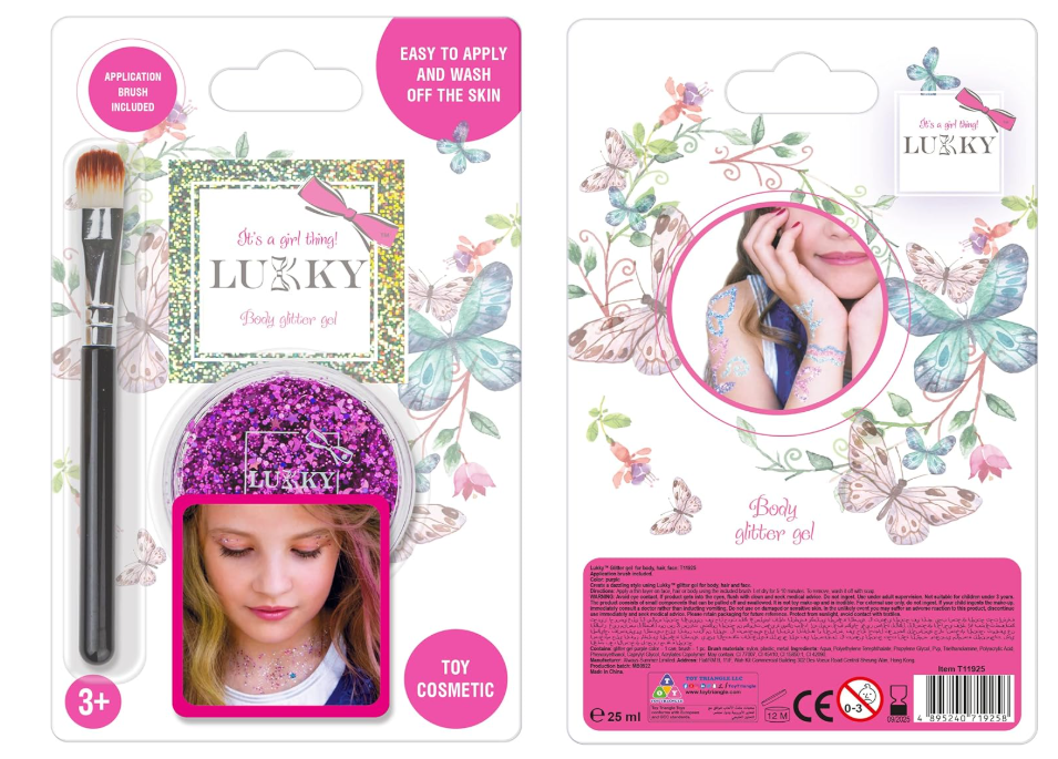 Lukky Body Glitter Gel with Brush - Purple 25ml LUK-T11925 - Colorland Toys