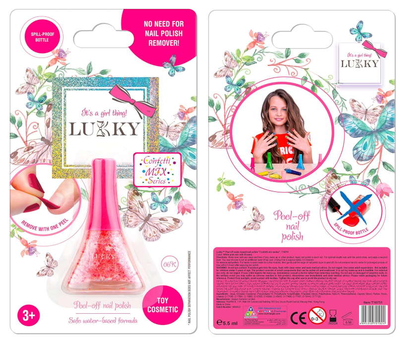 Lukky Peel-Off Nail Polish Confetti Mix - White-Pink Mix with Flowers 5.5ml LUK-T16751 - Colorland Toys