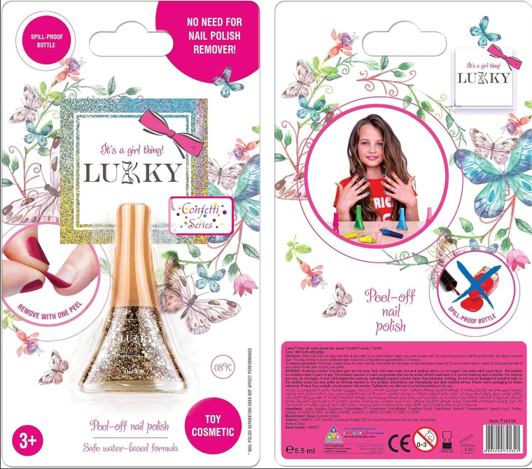 Lukky Peel-Off Nail Polish Confetti 08k - Gold Glitter 5.5ml LUK-T14134 - Colorland Toys