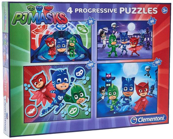 Clementoni 4 In 1 Puzzle Pj Masks, Multi-Colour, (20, 60, 100, 180 Pieces) - Colorland Toys