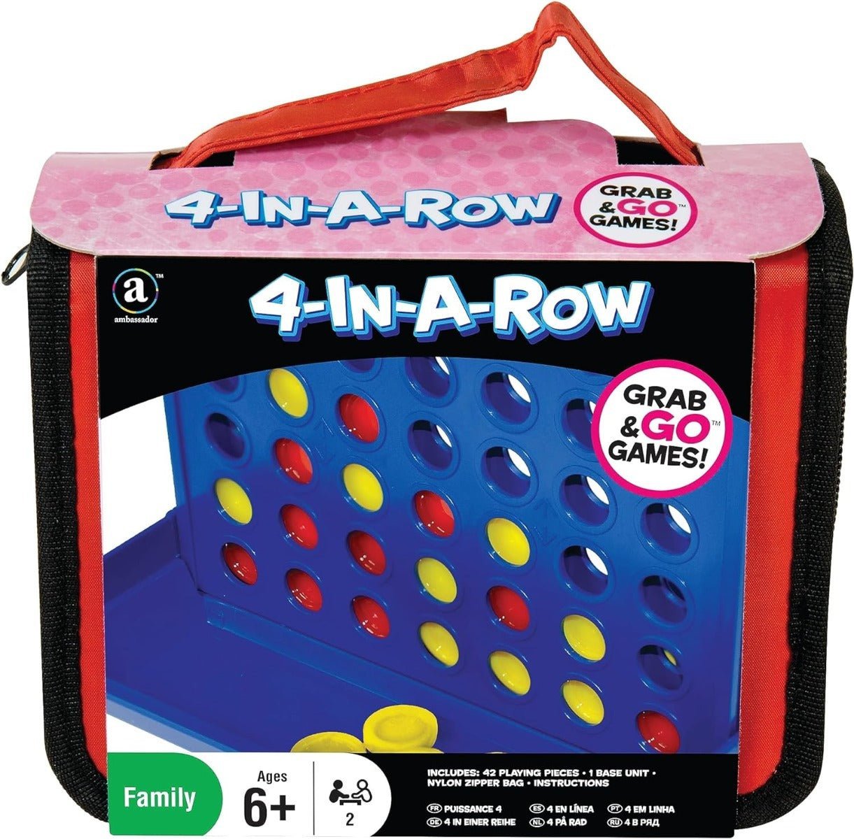 Ambassador Grab & Go Games - Travel 4 - in - A - Row Game ST057 - Colorland Toys