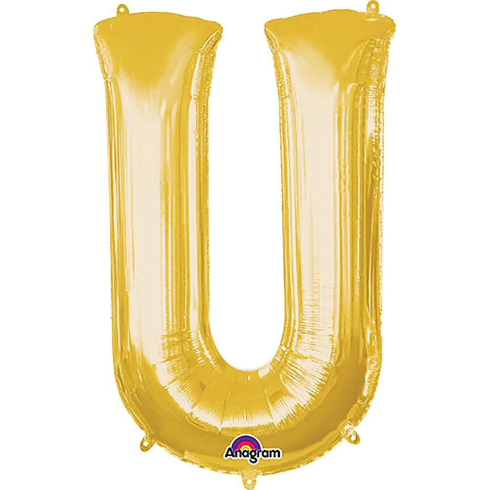 Anagram Supershape Balloons Gold - Letter U 33inch 32988 - Colorland Toys