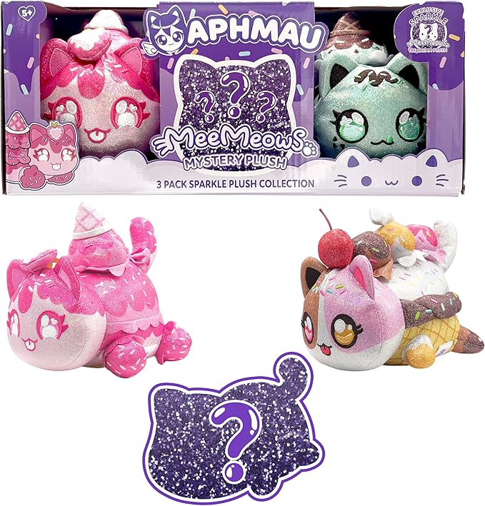 Aphmau MeeMeow Plush 3 - Pack Sparkle Ice Cream 6 - Inch BON - 60203IC - Colorland Toys