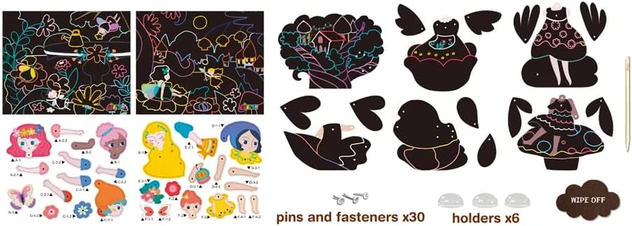 Avenir - Scratch Art joint Puppets - Fairies in the Garden AVCH191682 - Colorland Toys