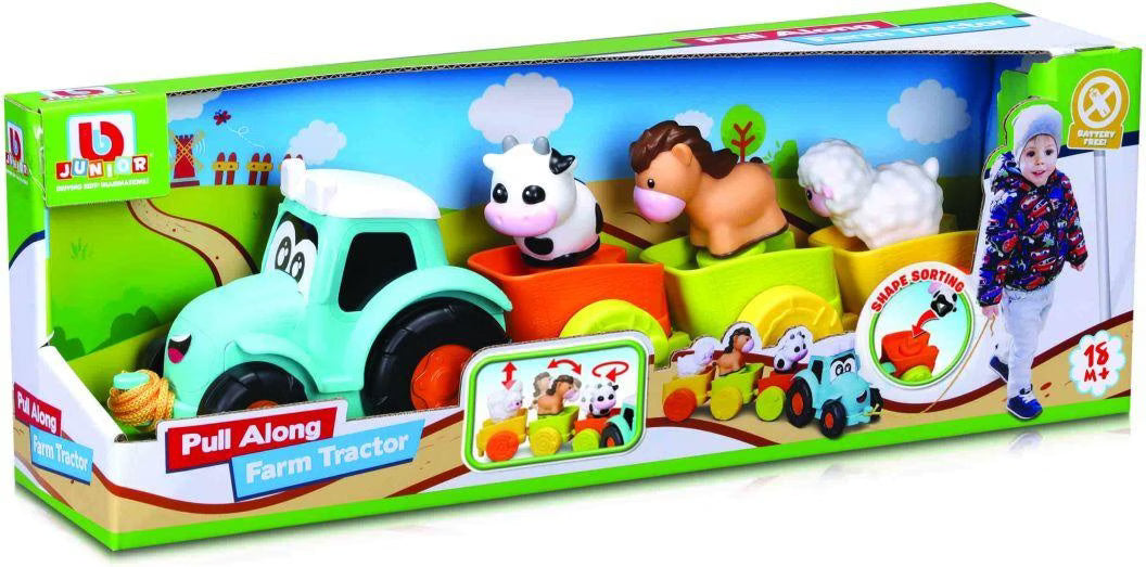 BBJunior Pull Along Farm Tractor 16-89027 - Colorland Toys