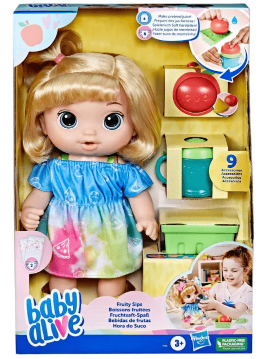 Baby Alive Fruity Sips Baby Doll - Blonde Hair/Blue Eyes F7356 - Colorland Toys