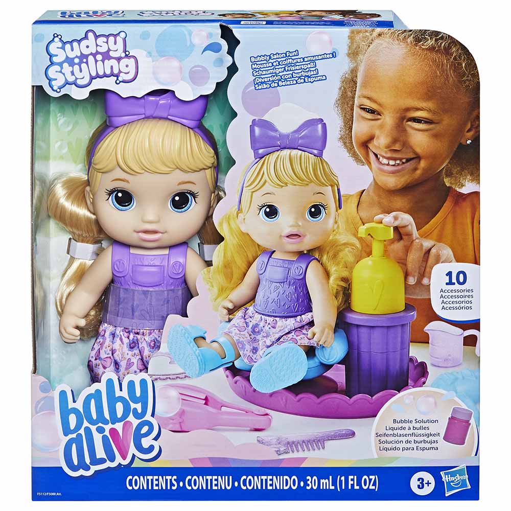 Baby Alive Sudsy Styling Doll Blonde Hair F5112 - Colorland Toys