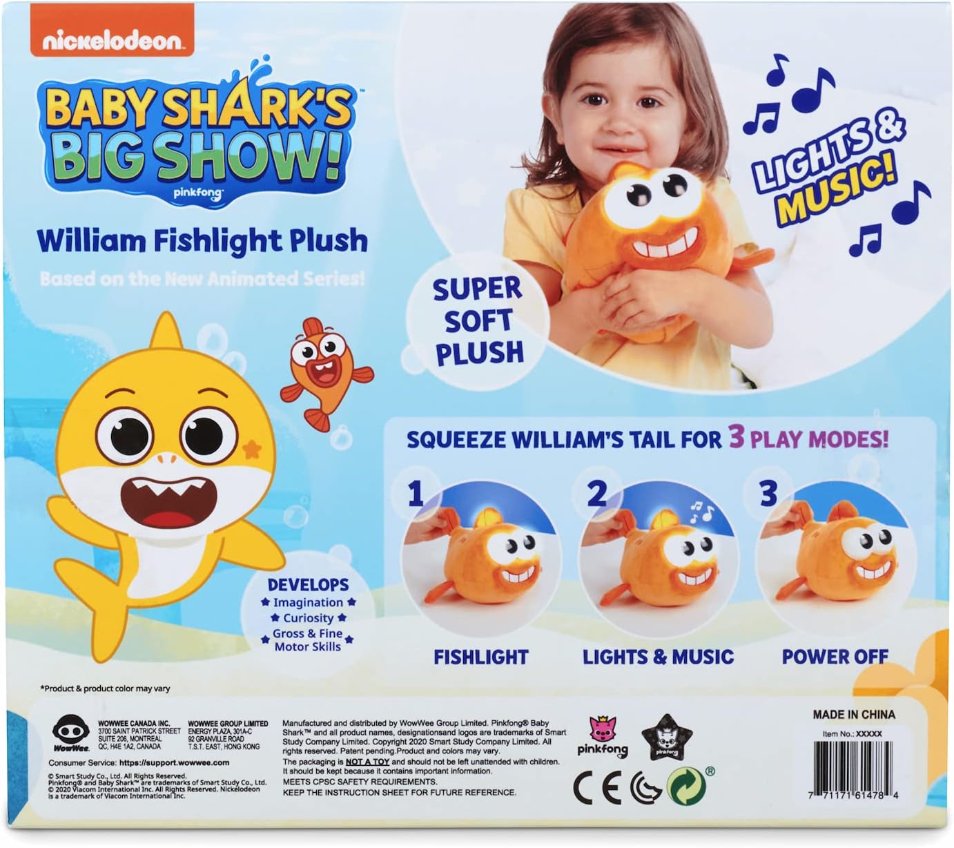 Baby Shark Big Show William Fishlight Plush 61325 - Colorland Toys