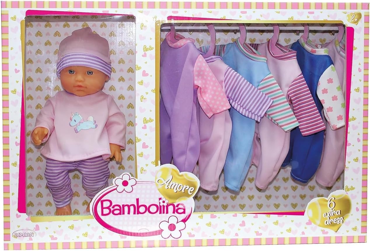 Bambolina Amore Doll with 6pcs Assorted Dress 14inch BD1868 - Colorland Toys