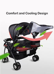 Baobaohao Twin Stroller Red 703A/S3938 - Colorland Toys