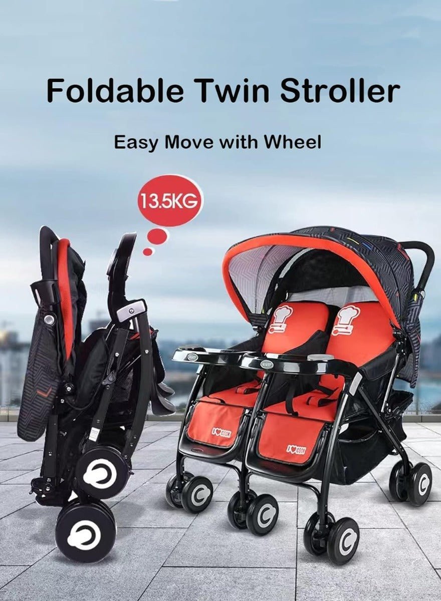 Baobaohao Twin Stroller Red 703A/S3938 - Colorland Toys