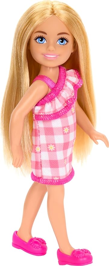 Barbie Club Chelsea Doll With Checkered Pink Dress DWJ33/HXM95 - Colorland Toys