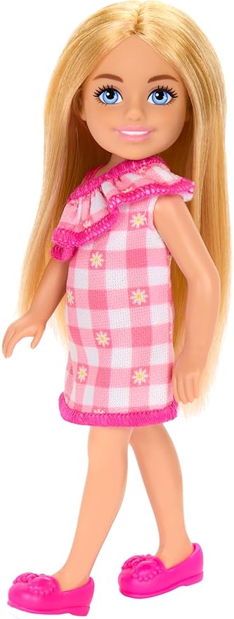 Barbie Club Chelsea Doll With Checkered Pink Dress DWJ33/HXM95 - Colorland Toys