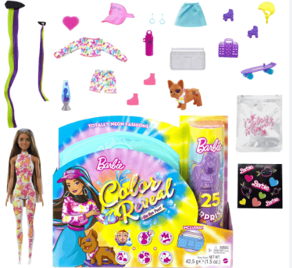 Barbie Color Reveal Tie Dye Peel Totally Neon Fashions Doll - Blue HCD25/HCD28 - Colorland Toys
