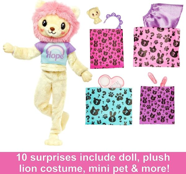 Barbie Cutie Reveal Barbie Cozy Cute Tees Series - Lion HKR06 - Colorland Toys