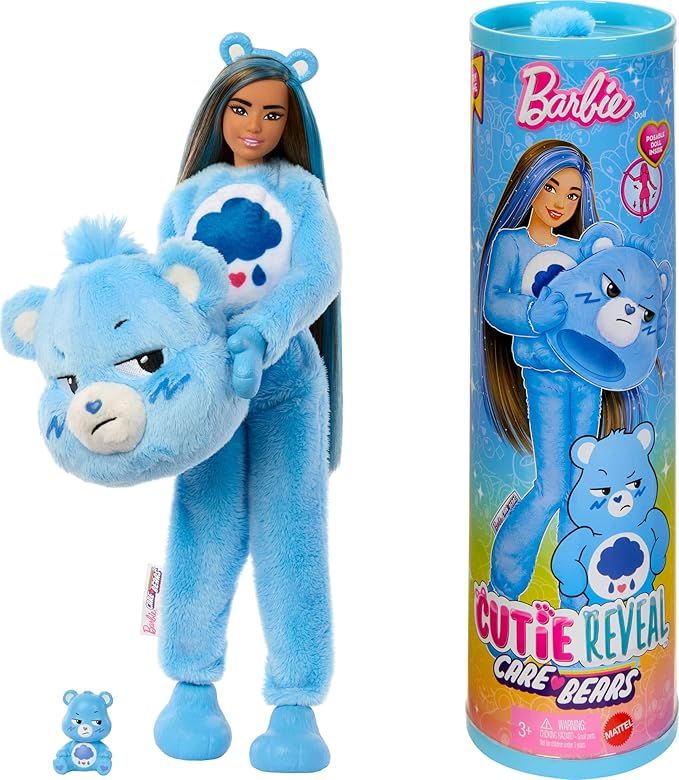 Barbie Cutie Reveal Care Bears Series Doll - Grumpy Bear - Colorland Toys