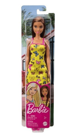 Barbie Doll Brunette Yellow Butterfly Summer Sun Dress - Pink Shoes HBV08/T7439 - Colorland Toys