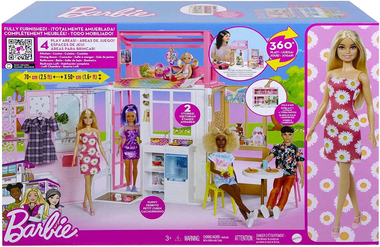 Barbie Dollhouse with Doll and Puppy HCD48 - Colorland Toys
