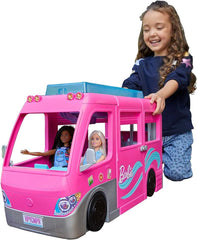 Barbie Dream camper Vehicle Playset 2022 60+ Pieces 2.5 Feet Tall with Rolling Wheels HCD46 - Colorland Toys