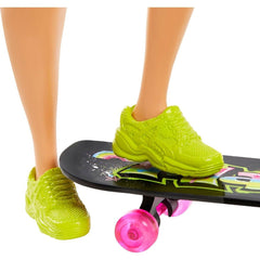Barbie EXTRA Doll Blue Hair Bomber Jacket Skateboard GRN30 - Colorland Toys